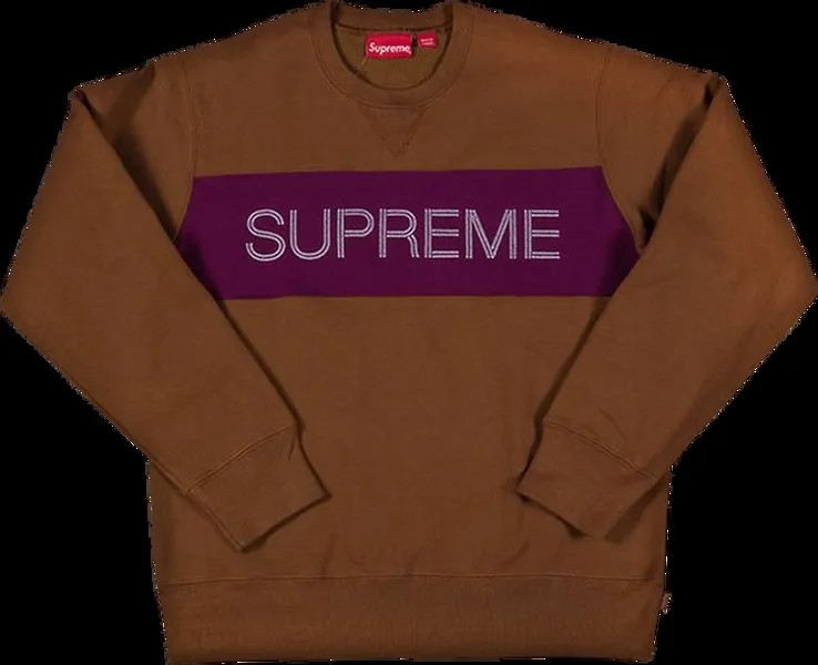 Толстовка Supreme Zig Zag Stitch Panel Crewneck 'Brown', коричневый