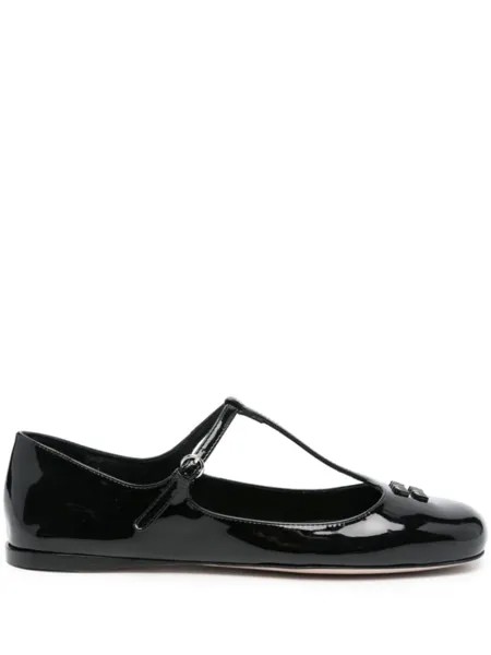 Miu Miu балетки с логотипом, черный