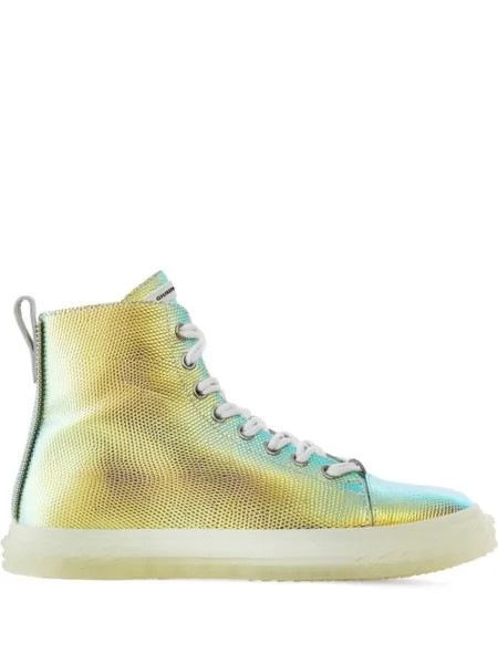 Giuseppe Zanotti кеды Blabber с тиснением под кожу ящерицы, серебряный