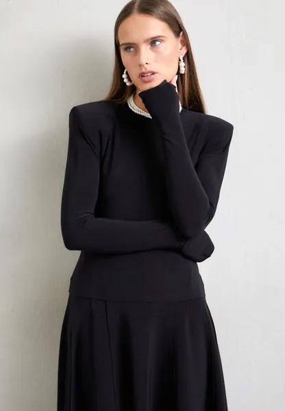 Футболка с длинным рукавом Shoulder Pad Long Sleeve Crew Norma Kamali, черный