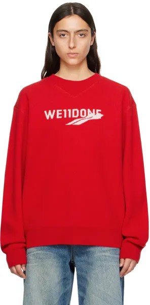 Красный жаккардовый свитер We11done