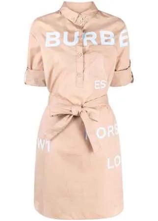 Burberry платье с поясом и логотипом