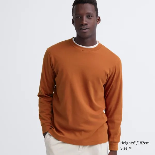Лонгслив с начесом Uniqlo, оранжевый