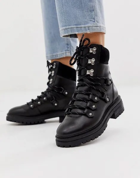 Черные кожаные походные ботинки ASOS DESIGN Artistry premium-Черный