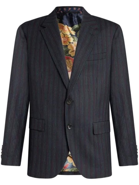 Шерстяной пиджак в тонкую полоску ETRO, синий