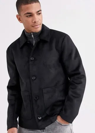 Черная куртка из искусственной замши ASOS DESIGN-Черный