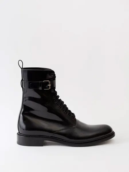 Лакированные ботинки army 20 на шнуровке Saint Laurent, черный