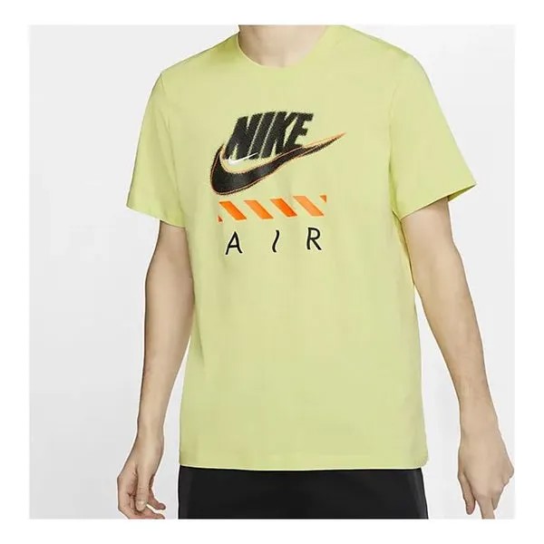 Футболка спортивная мужские воздушные с логотипом хлопок короткие лаймовые Nike, желтый