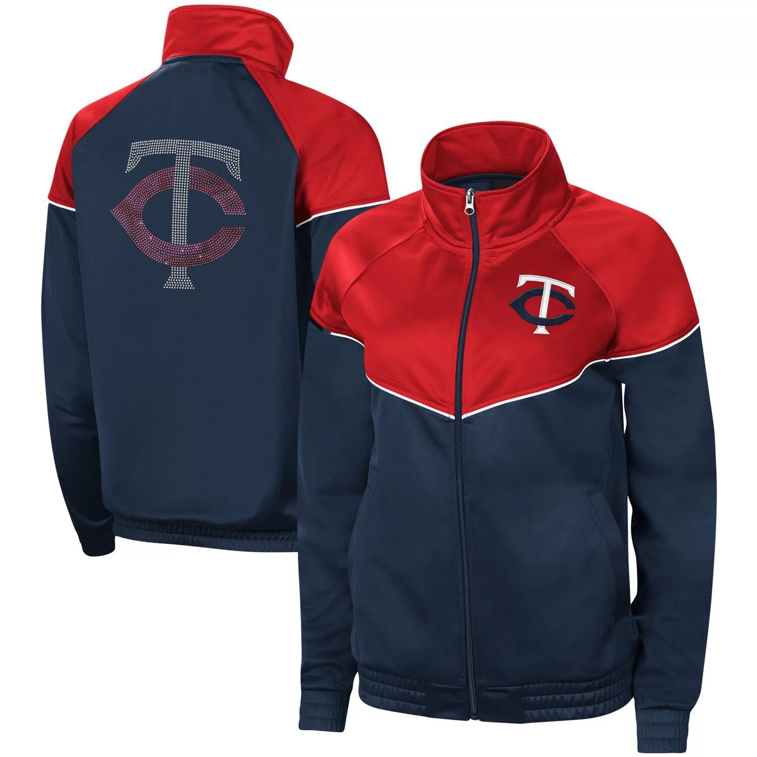 Женская спортивная куртка G-III Sports by Carl Banks темно-красная с молнией во всю длину Minnesota Twins First Base реглан G-III