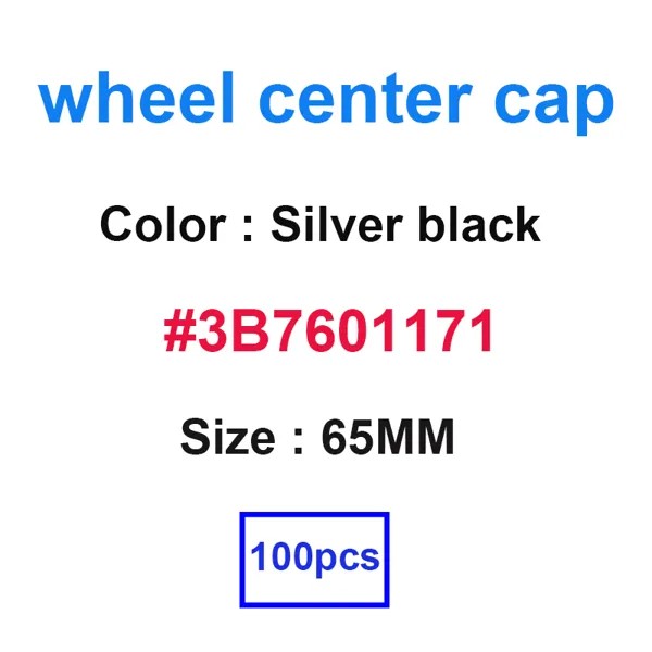 100 шт, 65 мм, черный, серебристый цвет Центральная втулка колеса автомобиля Кепки s логотип крышка колесных дисков Кепки значок 3B7601171 колеса аксессуары