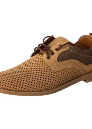 Туфли Тофа, натуральный нубук, перфорированные, размер 41, бежевый, коричневый
