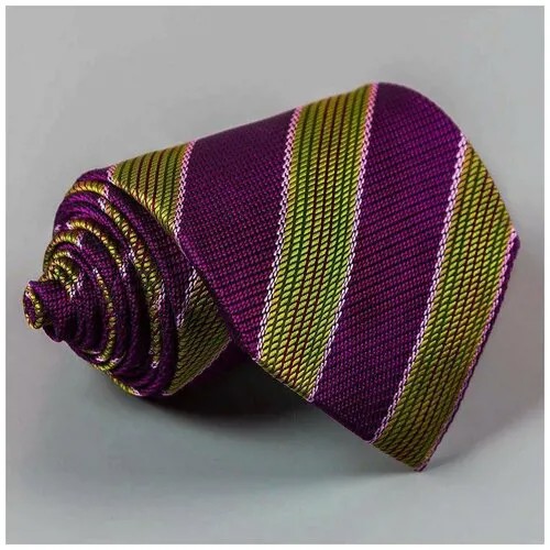 Яркий бордово-золотистый полосатый галстук Rene Lezard 104739