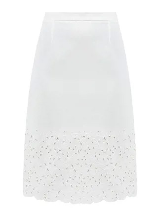Белая юбка-миди ручной работы с кружевной отделкой