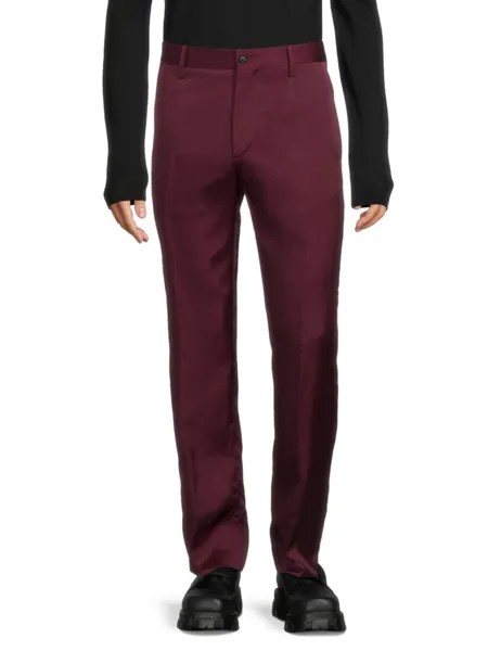 Формальные классические брюки скинни из смесового шелка Versace, темно-красный