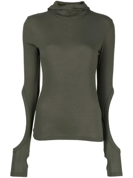 Dion Lee худи с вырезом, зеленый