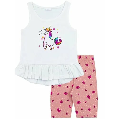 Комплект одежды  YOULALA для девочек, майка, повседневный стиль, размер 104/110, розовый, белый