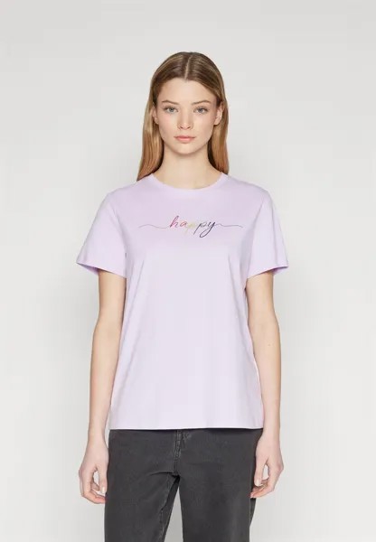 Футболка с принтом VIPURE VILA, цвет pastel lilac print/multicolored