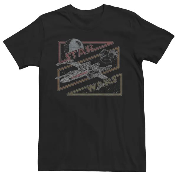 Мужская футболка с логотипом Star Wars Death Star X-Wing Tie Fighter в стиле ретро