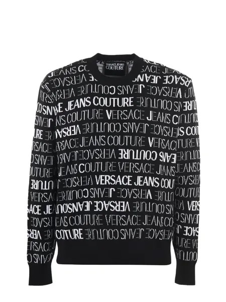 Мужской свитер из хлопка с логотипом Versace Jeans, цвет Black/White
