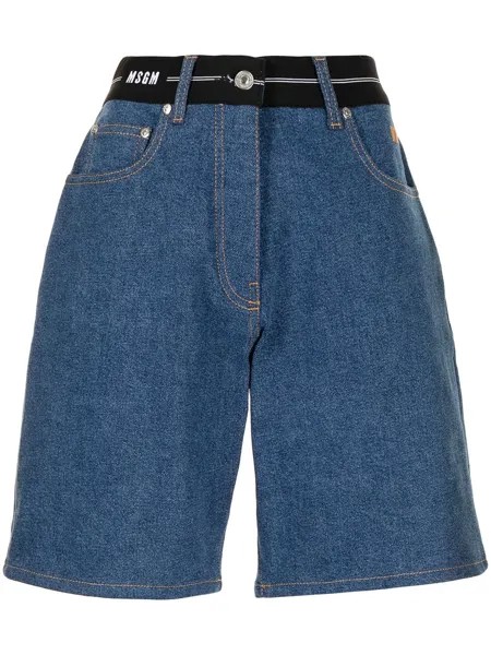 MSGM джинсовые шорты с логотипом на поясе