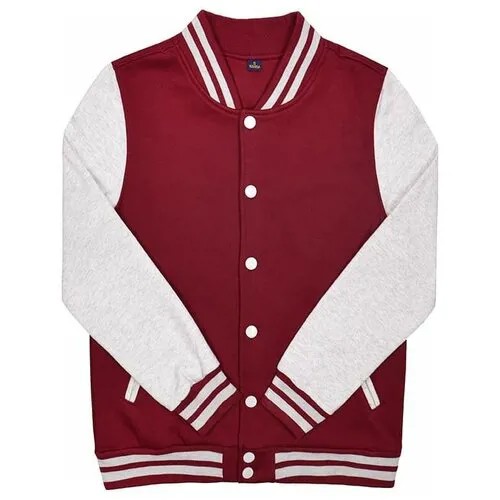 Куртка бомбер / Street Style / Varsity Classic Jacket V 2 / бордовый с серыми рукавами / (XL)
