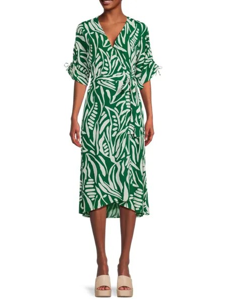 Платье с запахом и ботаническим узором Ba&Sh, цвет Vert