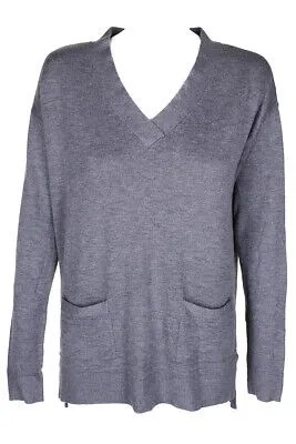 Серый свитер-туника с длинными рукавами и v-образным вырезом Maison Jules S