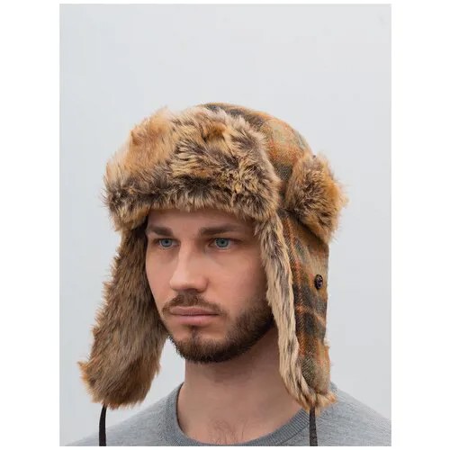Шапка ушанка STETSON 9290303 BOMBER CAP LAMBSWOOL CHECK, размер 59