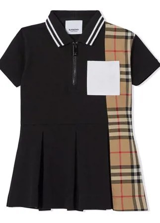 Burberry Kids платье-рубашка поло со вставкой в клетку Vintage Check