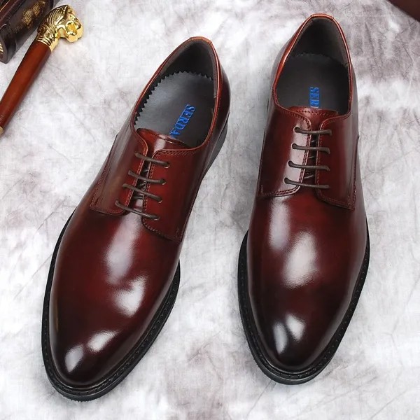 Мужские классические туфли-оксфорды, бордовые, черные деловые модные официальные туфли ручной работы из натуральной кожи для свадьбы, оригинальные дизайнерские туфли