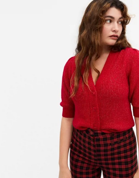Красный кардиган с короткими рукавами Monki Puffy