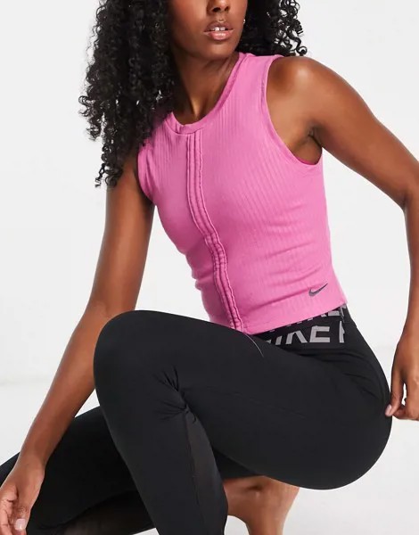 Розовая майка с завязкой Nike Yoga Dri-FIT-Розовый цвет