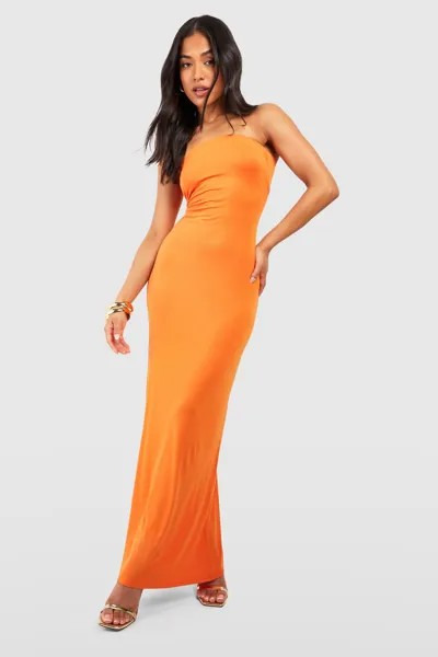 Миниатюрное трикотажное платье-бандо макси boohoo, оранжевый