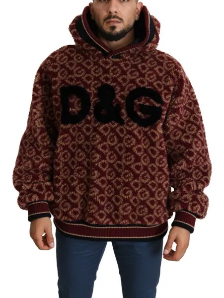 DOLCE - GABBANA Свитер оверсайз с капюшоном, красный, бежевый шерстяной пуловер, мужской s. ИТ48/М