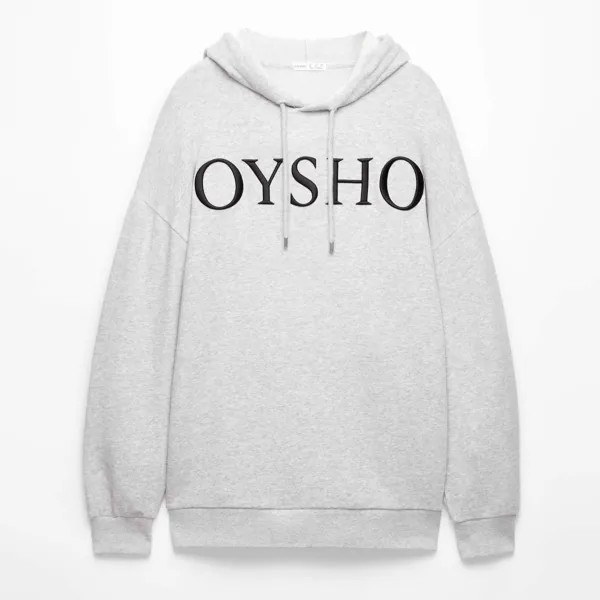 Толстовка Oysho Logo Cotton Blend Oversize, серый