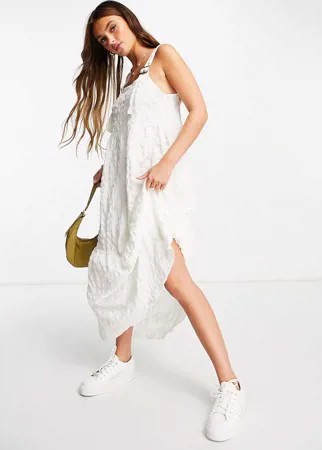 Белый сарафан миди из фактурной ткани ASOS DESIGN