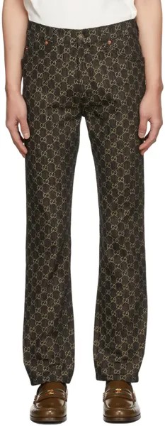 Джинсы Black & Off-White с узором GG Monogram Gucci