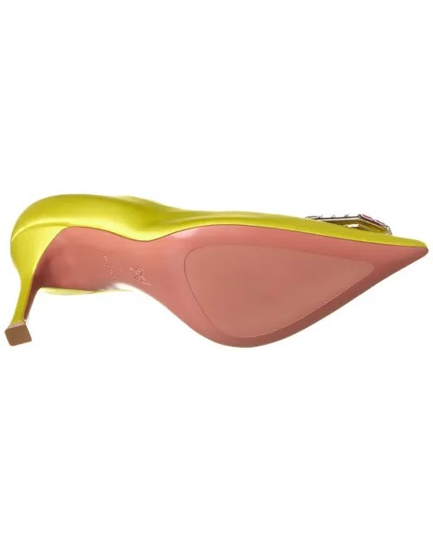 Атласные туфли Amina Muaddi Camelia 90 мм, зеленый