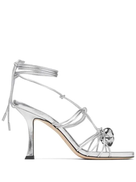 Босоножки Jimmy Choo с ремешками Jemma, 90 мм, серебристый