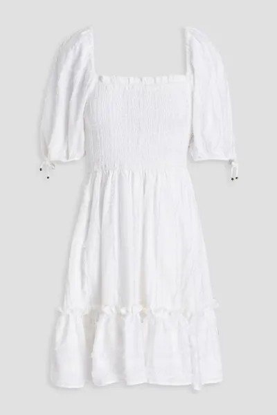 Платье мини Okimi Loulou со сборками из хлопка и льна TIGERLILY, белый