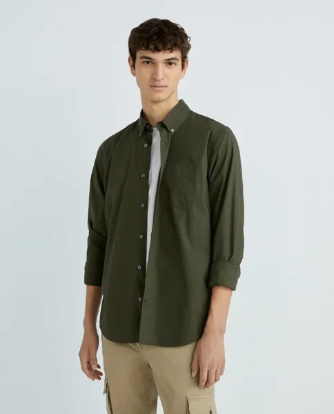 Однотонная мужская рубашка Gap, темно-зеленый