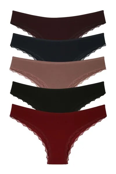 Женские трусики, 5 шт., бразильские бордовые красные Nicoletta, бордовый