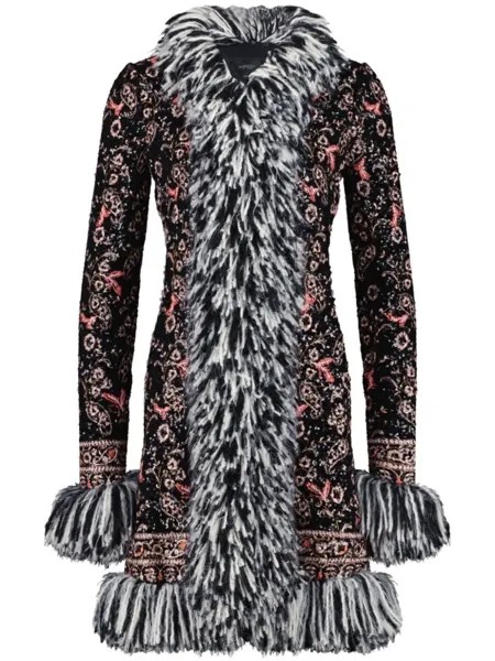 Giambattista Valli пальто Popping Paisley с бахромой и пайетками, черный