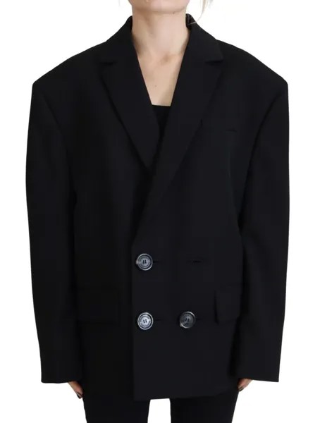 DSQUARED2 Пиджак Черное двубортное женское пальто IT38/US4/XS Рекомендуемая цена: 1430 долларов США