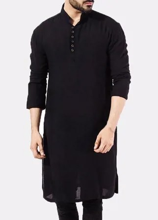 Мужская пижама Pathani Kurta, длинные индийские футболки, хлопковый этнический костюм, однотонный осенний топ с длинными