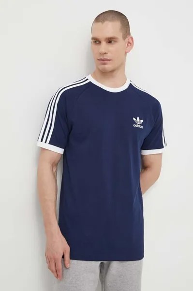 Хлопковая футболка Adicolor Classics с 3 полосками adidas Originals, темно-синий