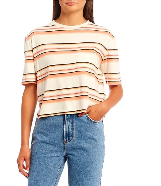 Billabong Beach Street Полосатая футболка с круглым вырезом и короткими рукавами с карманами, мультиколор