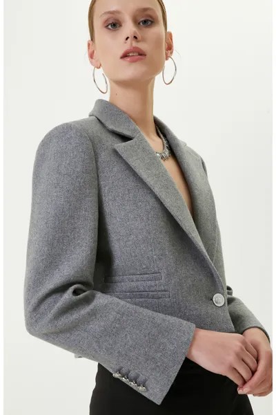 Серый укороченный пиджак в полоску Network, серый
