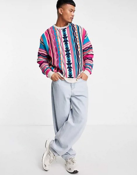 Розовый oversized-джемпер с фактурным узором ASOS DESIGN-Розовый цвет