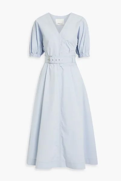 Платье миди из поплина с поясом 3.1 Phillip Lim, светло-синий